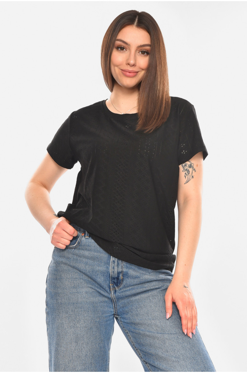 Футболка жіноча однотонна чорного кольору 2265 210367
