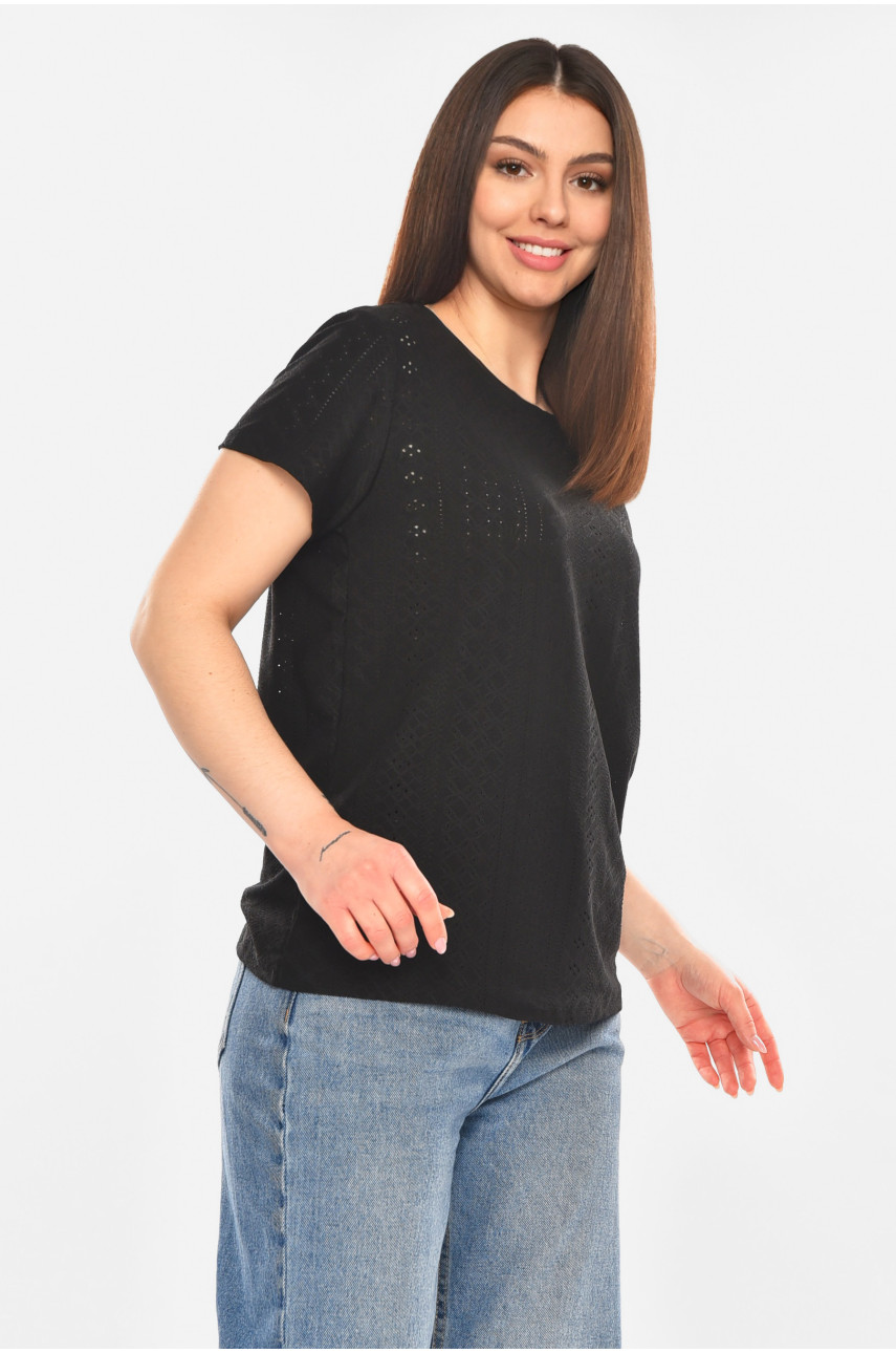 Футболка жіноча однотонна чорного кольору 2265 210367