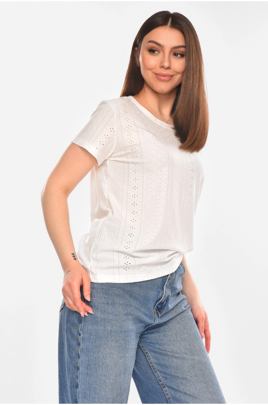 Футболка жіноча однотонна білого кольору 2265 210368