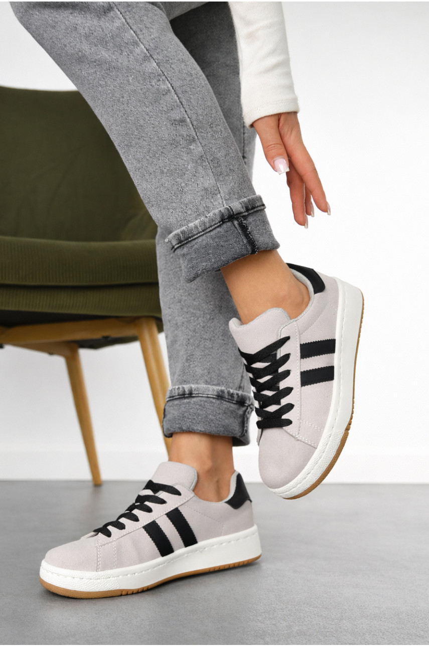 Кроссовки женские серо-черного цвета L1010-5 210374