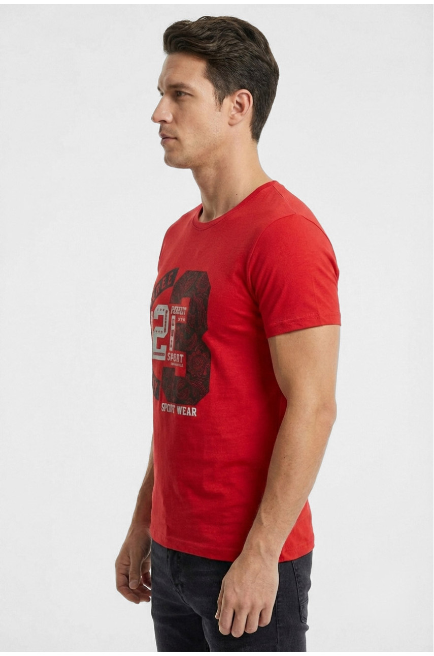 Футболка мужская красного цвета с принтом 210400