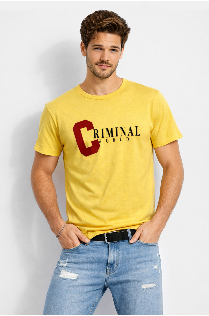 Футболка мужская желтого цвета с принтом 210401