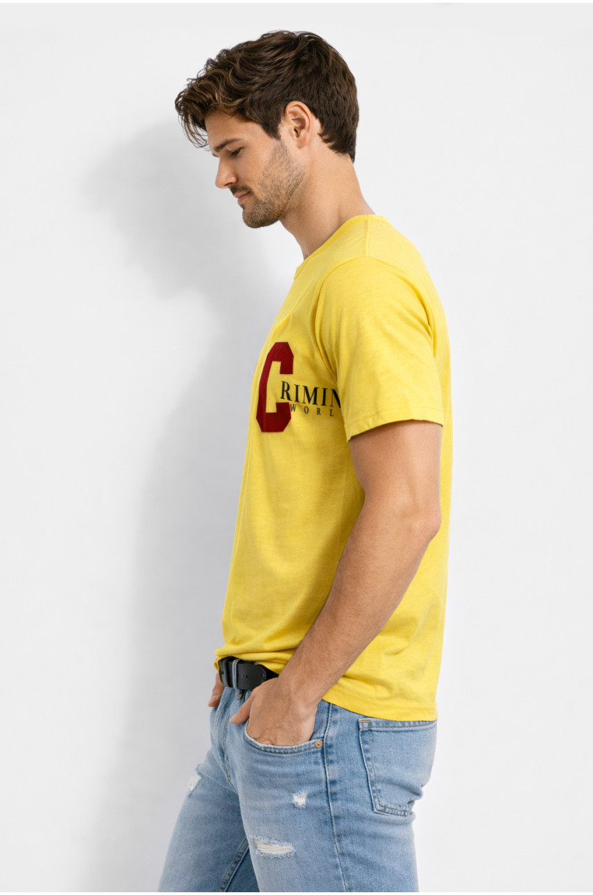 Футболка мужская желтого цвета с принтом 210401