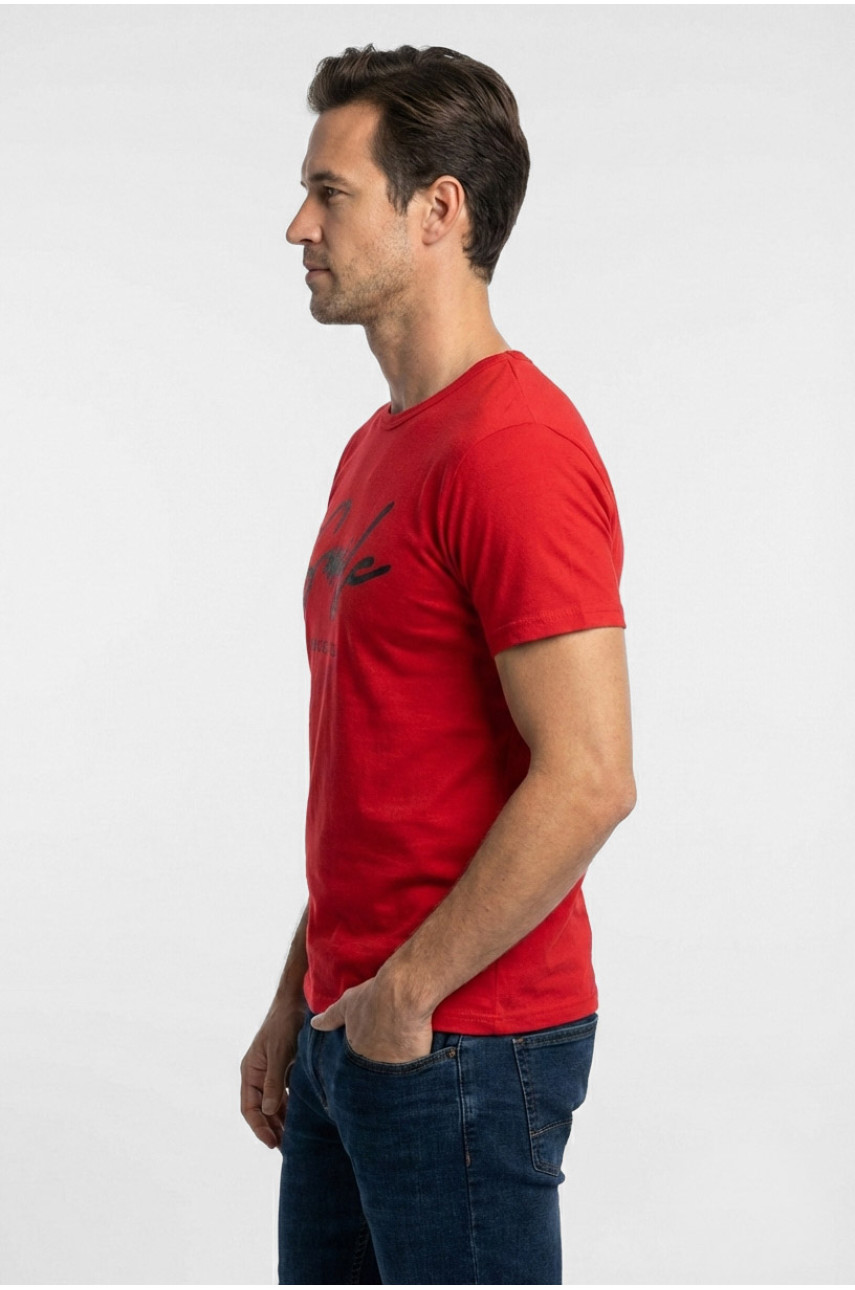 Футболка мужская красного цвета с принтом 210402