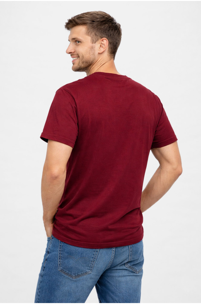 Футболка мужская бордового цвета с принтом 210403