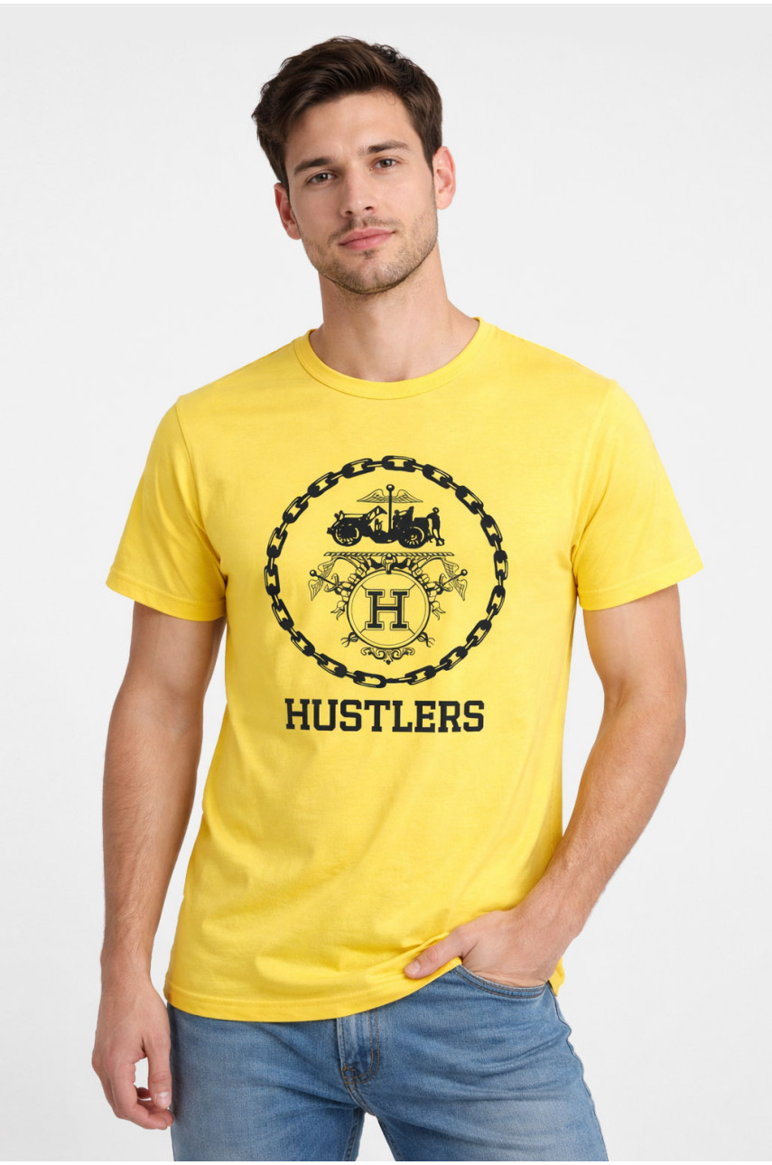 Футболка мужская желтого цвета с принтом 210404