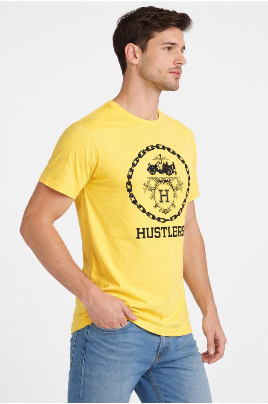 Футболка мужская желтого цвета с принтом 210404
