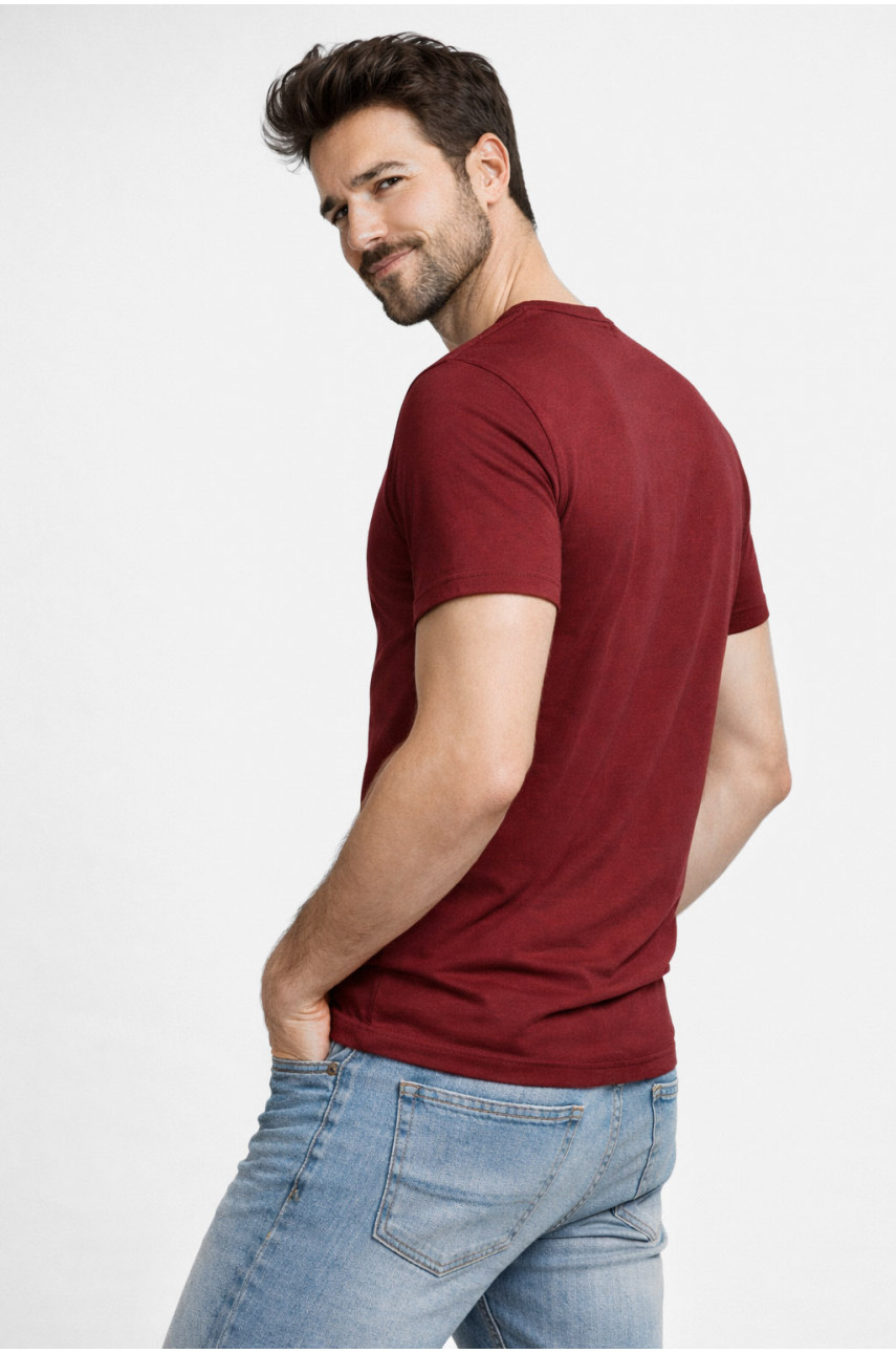 Футболка мужская бордового цвета с принтом 210407