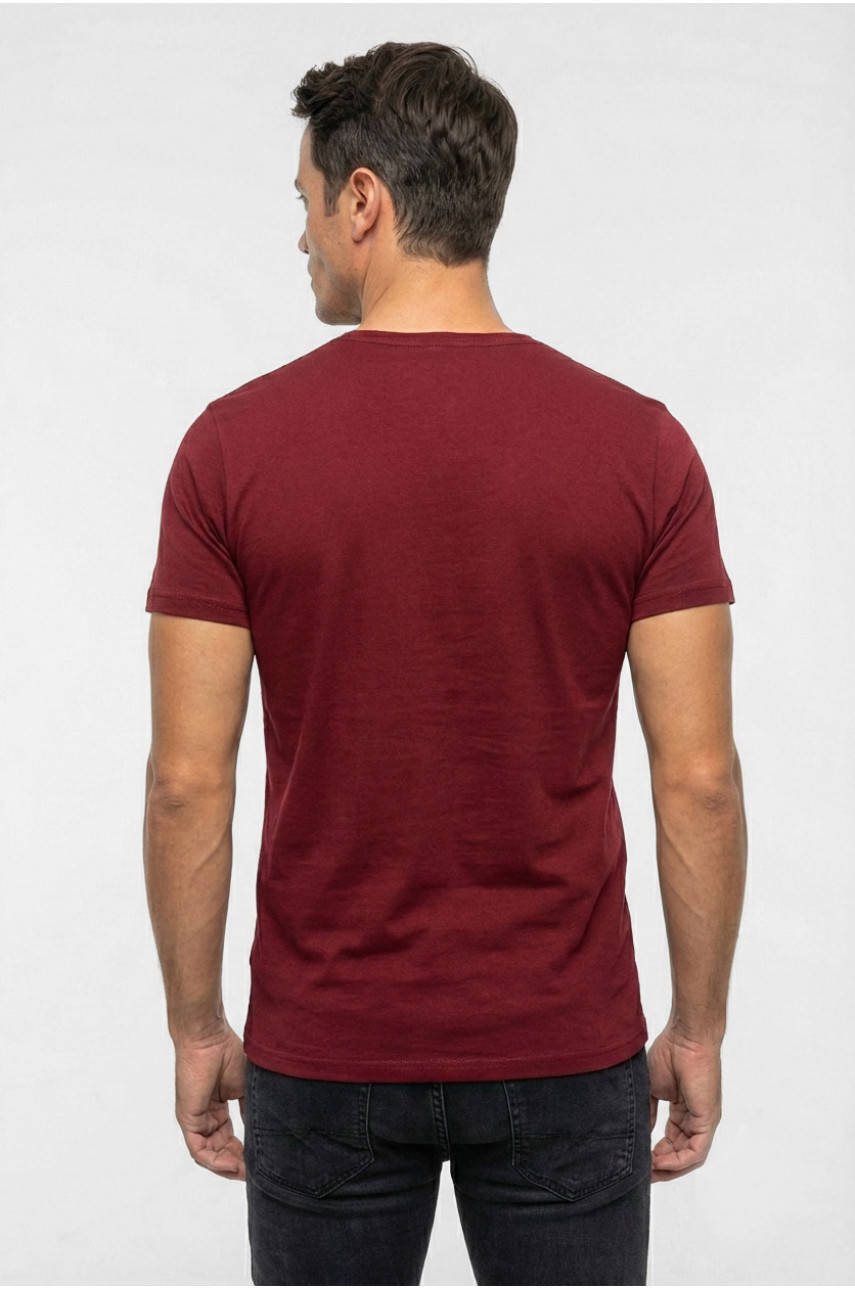 Футболка мужская бордового цвета с принтом 210411