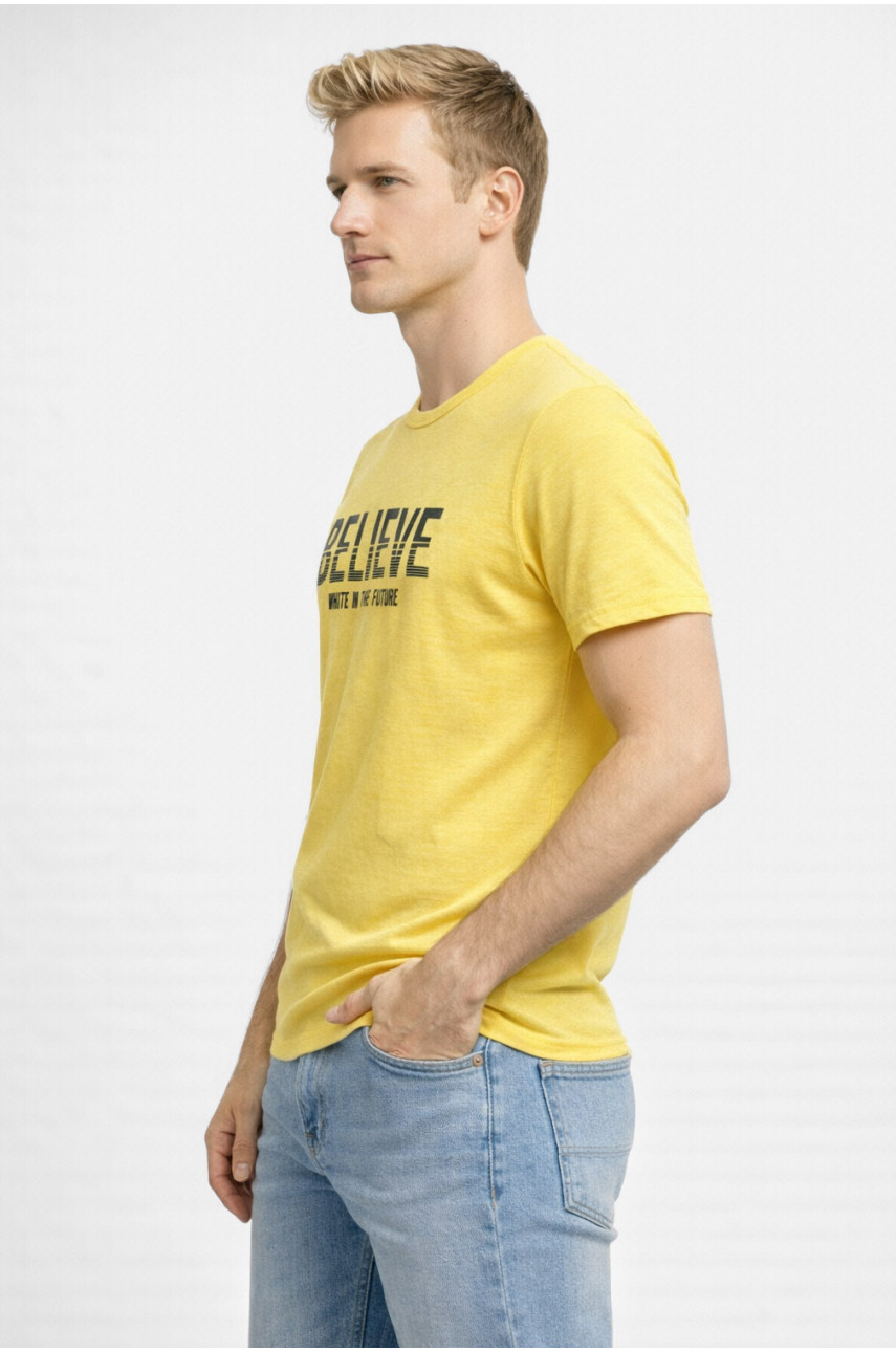 Футболка мужская желтого цвета с принтом 210412