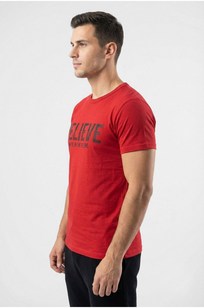 Футболка мужская красного цвета с принтом 210413