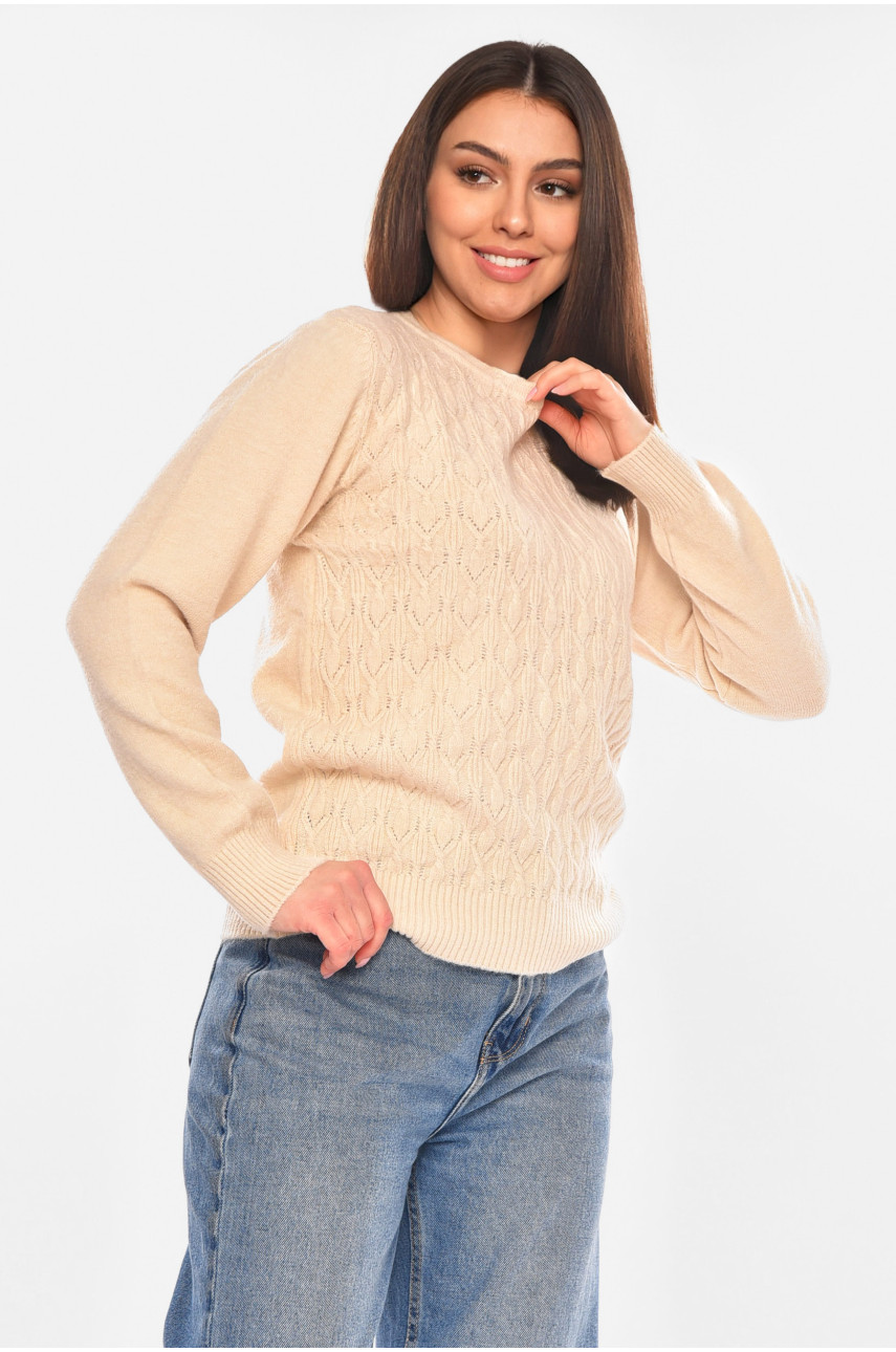 Светр жіночий однотонний бежевого кольору 9070 210416