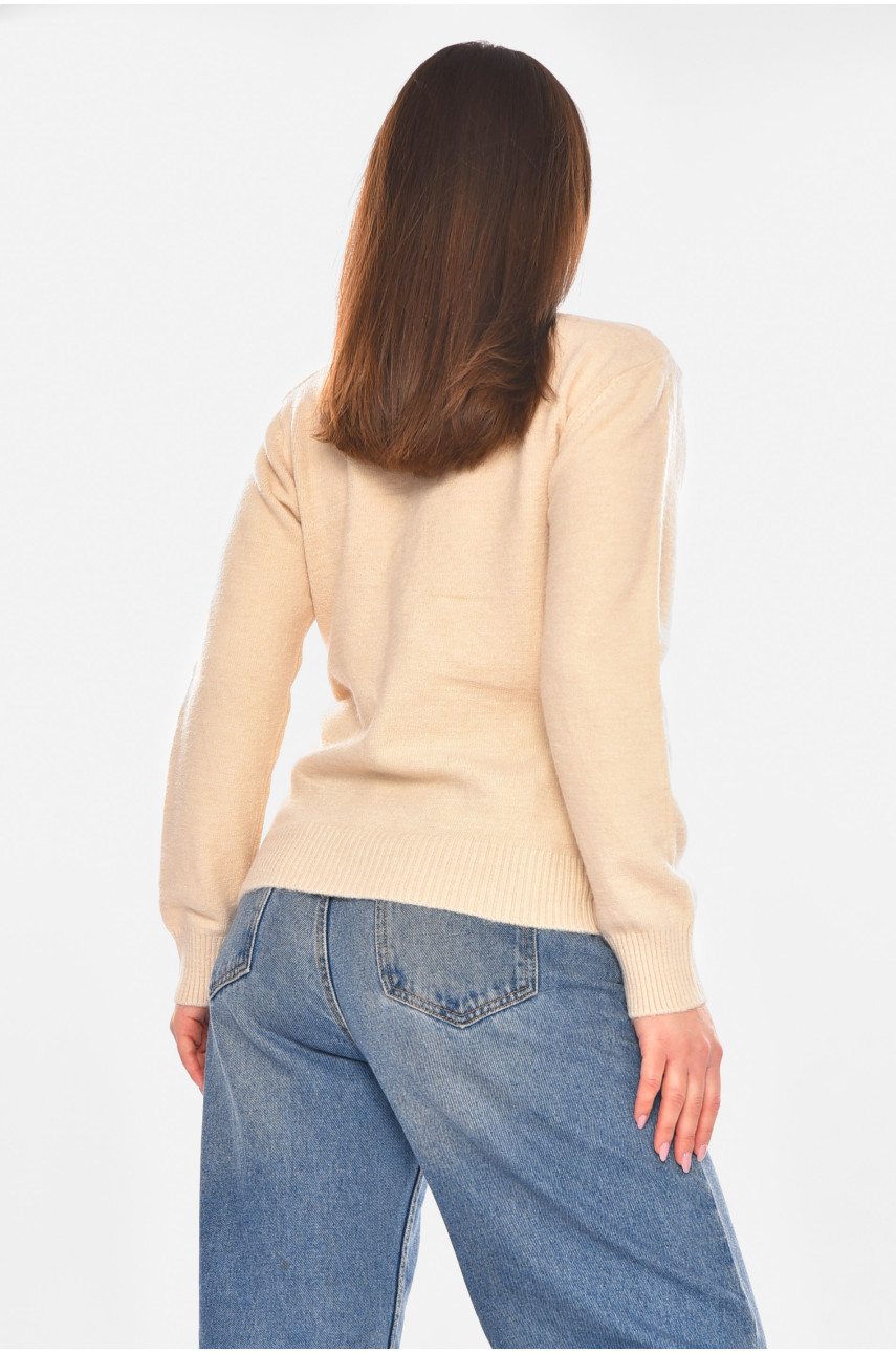 Светр жіночий однотонний бежевого кольору 9070 210416