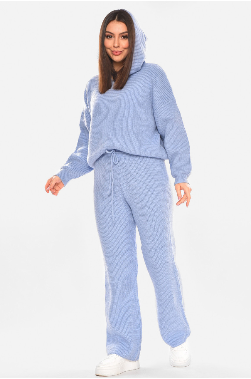 Костюм женский однотонный голубого цвета 858 210421