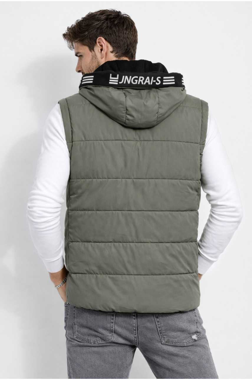 Жилетка мужская демисезонная тёмно-бежевого цвета 6009 210425 Жилетка мужская демисезонная тёмно-бежевого цвета 6009 210425