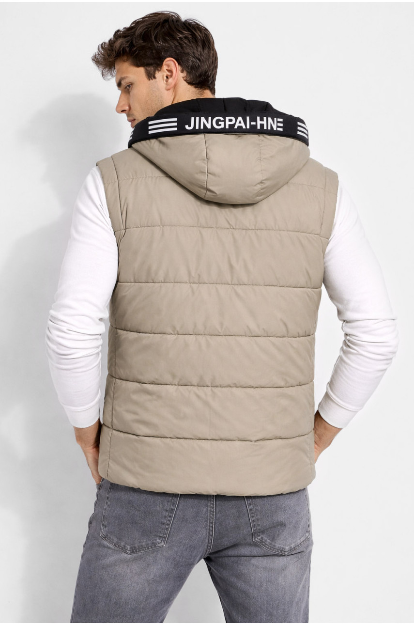 Жилетка мужская демисезонная тёмно-серого цвета 6009 210426 Жилетка мужская демисезонная тёмно-серого цвета 6009 210426