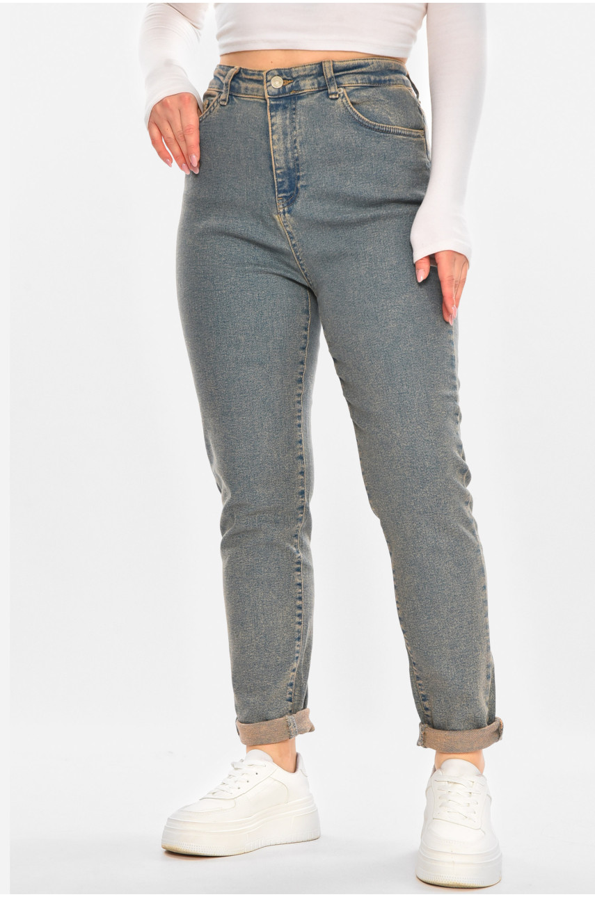 Джинси жіночі однотонні синього кольору 4115 210429