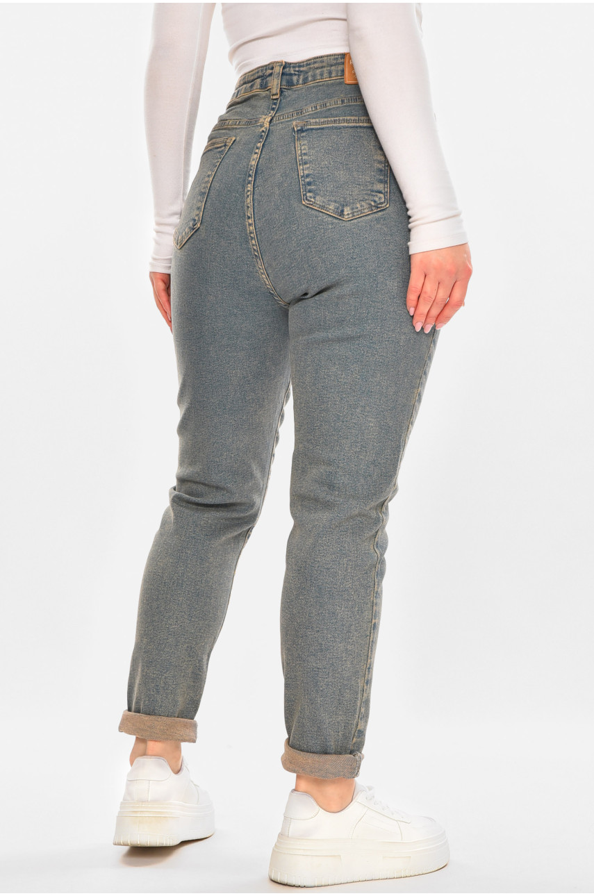 Джинси жіночі однотонні синього кольору 4115 210429