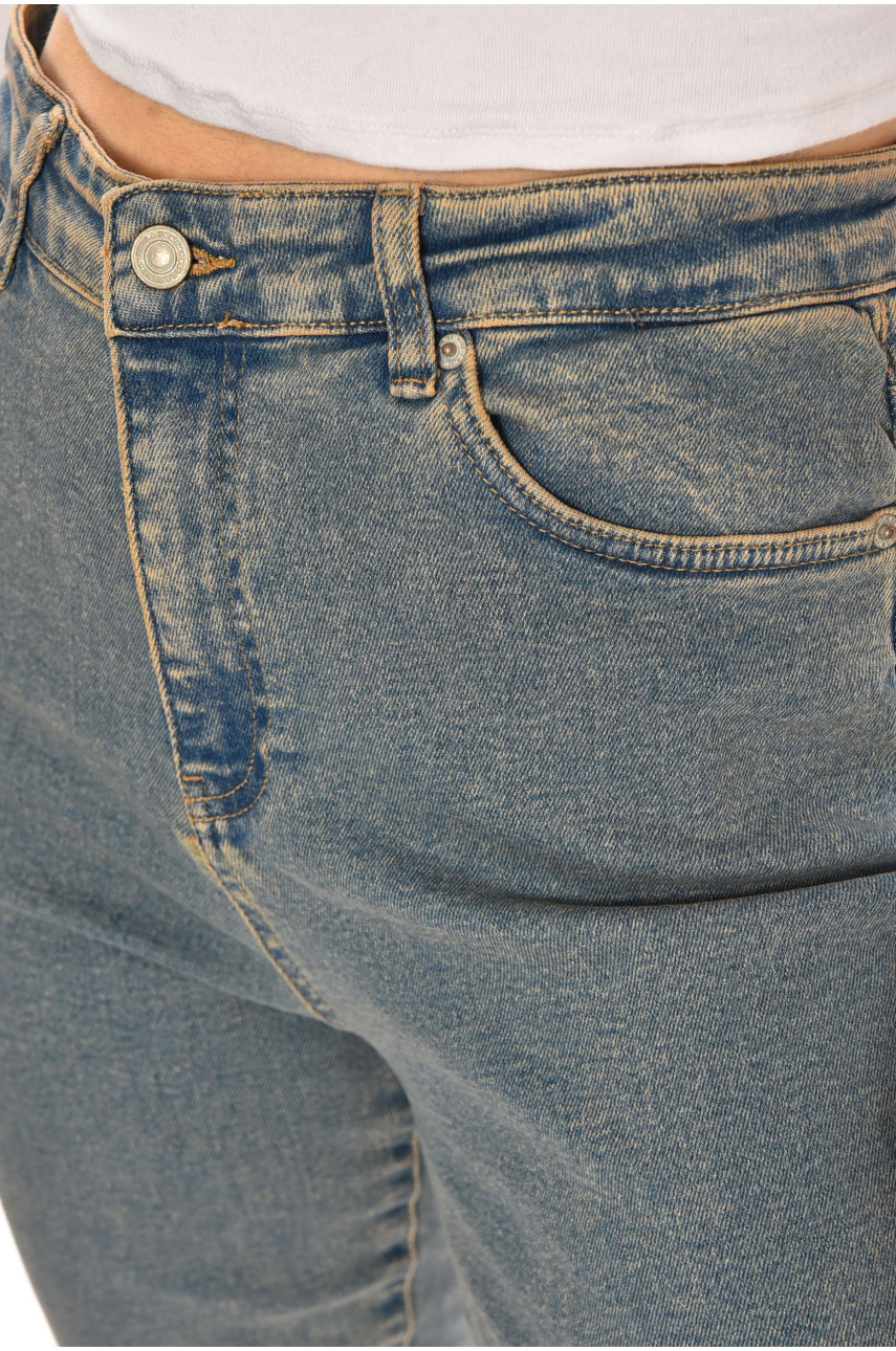 Джинси жіночі однотонні синього кольору 4115 210429