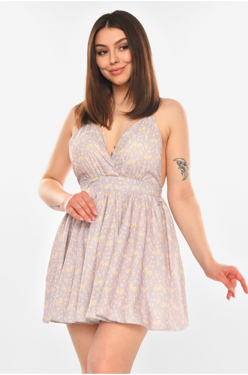 Платье женское сиреневого цвета с цветочным принтом 8081 210431