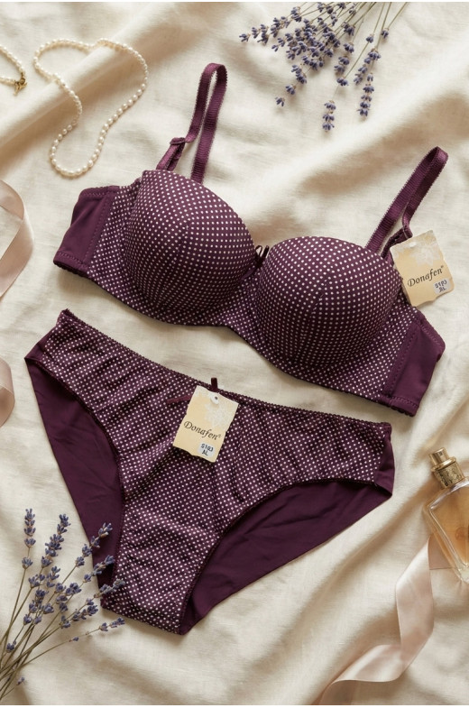 Комплект женский бордового цвета чашка В 5163 210432