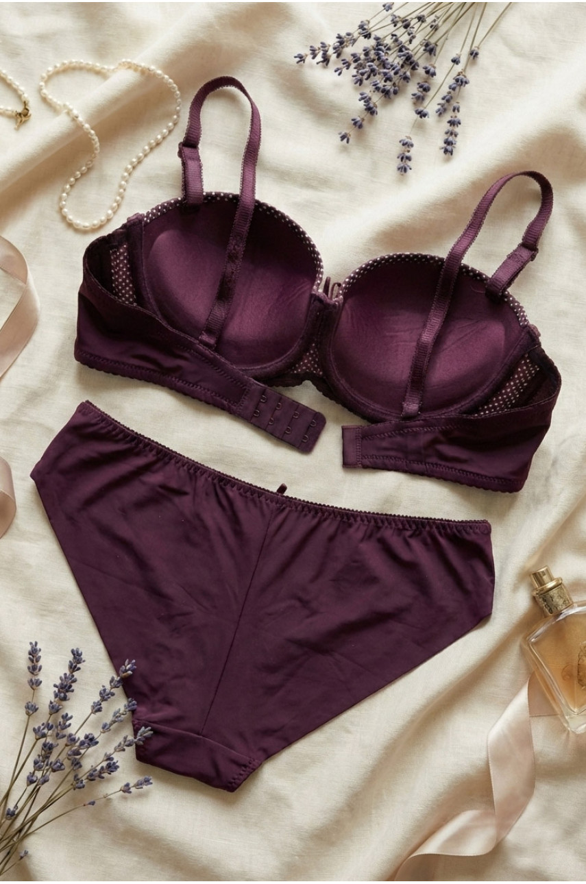 Комплект жіночий бордового кольору чашка В 5163 210432