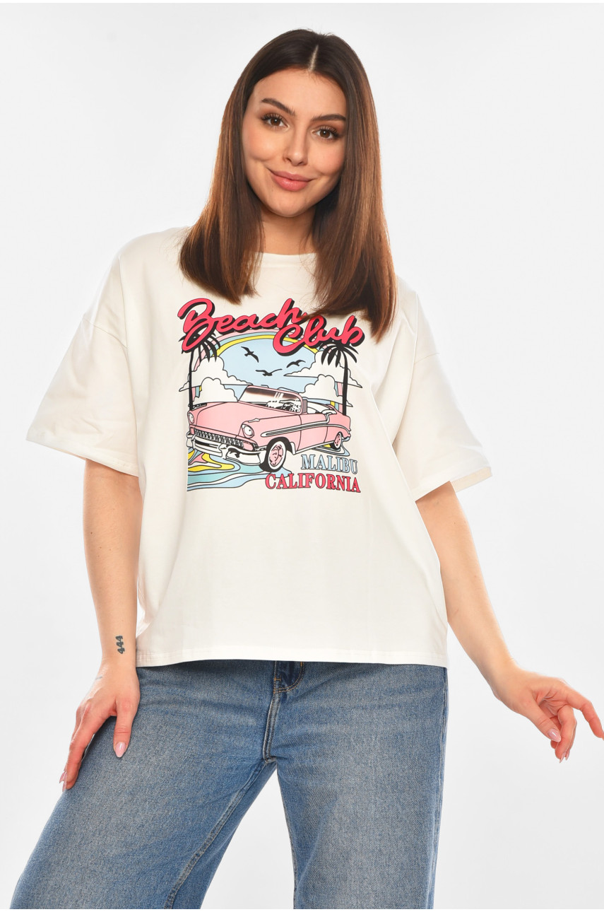 Футболка жіноча білого кольору з принтом 2505 210434