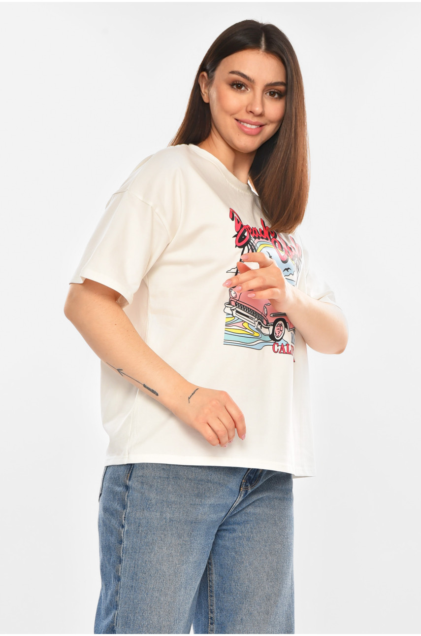Футболка жіноча білого кольору з принтом 2505 210434
