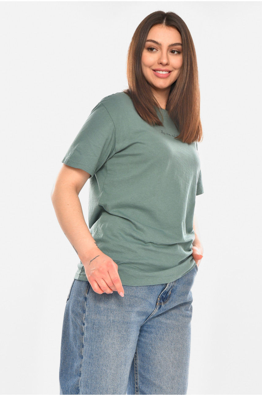 Футболка женская зеленого цвета с принтом 93128 210441