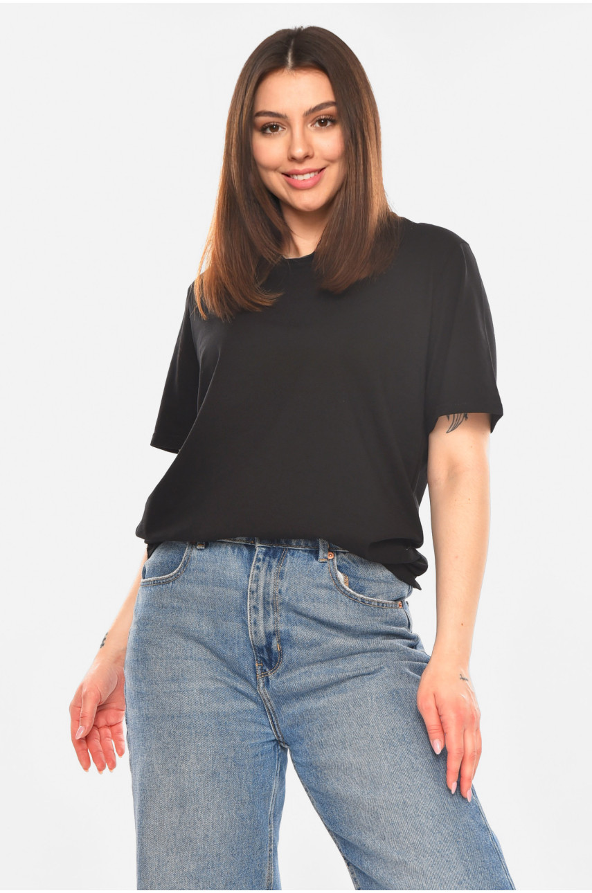 Футболка жіноча однотонна чорного кольору 93128 210444
