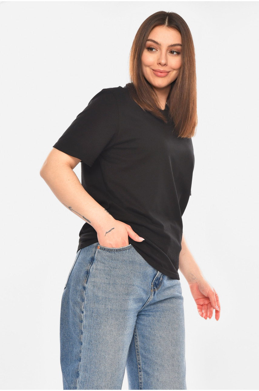 Футболка жіноча однотонна чорного кольору 93128 210444
