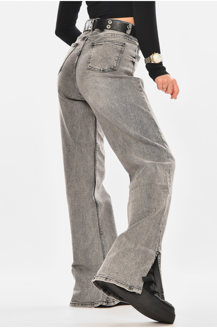 Джинси жіночі однотонні сірого кольору 00620 210450