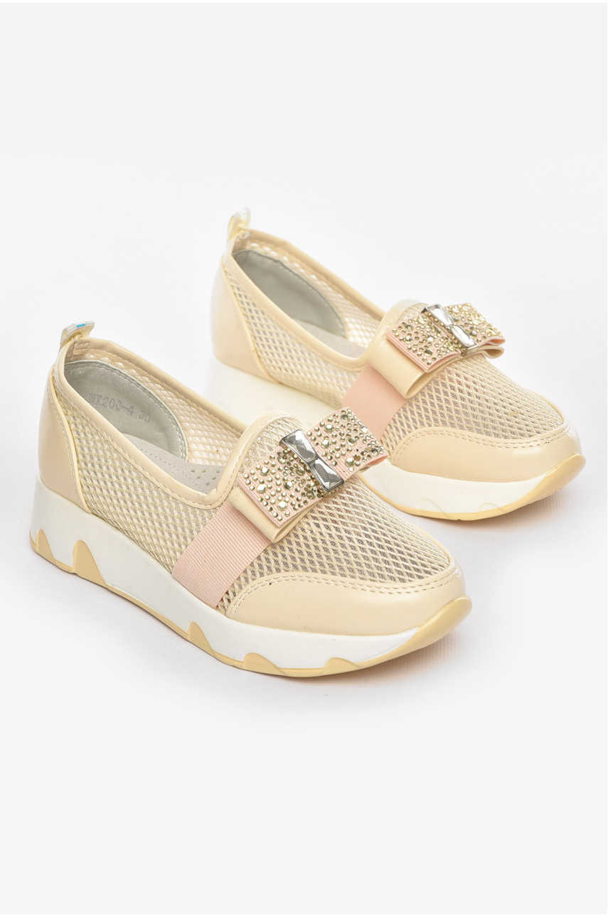Туфлі-лофери дитячі для дівчинки бежевого кольору 206-4 210458