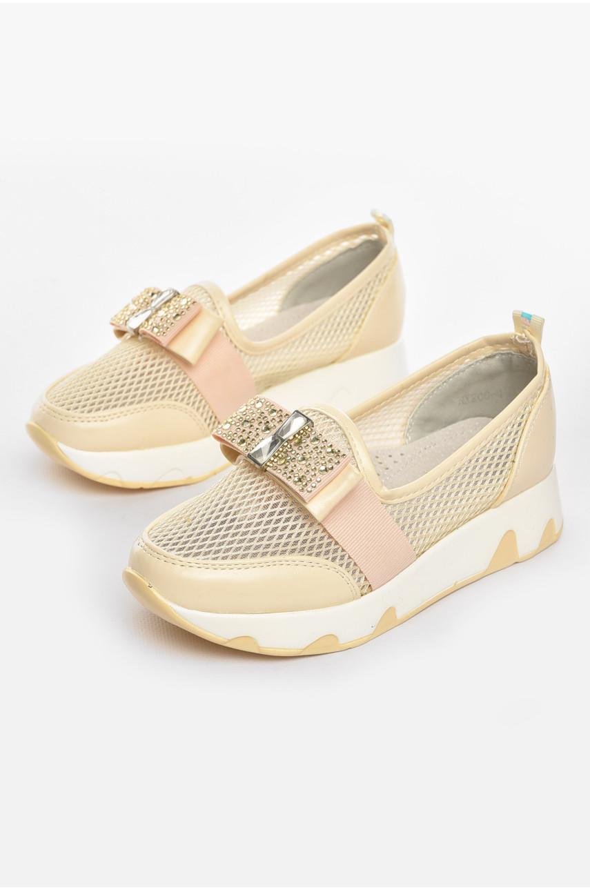 Туфлі-лофери дитячі для дівчинки бежевого кольору 206-4 210458