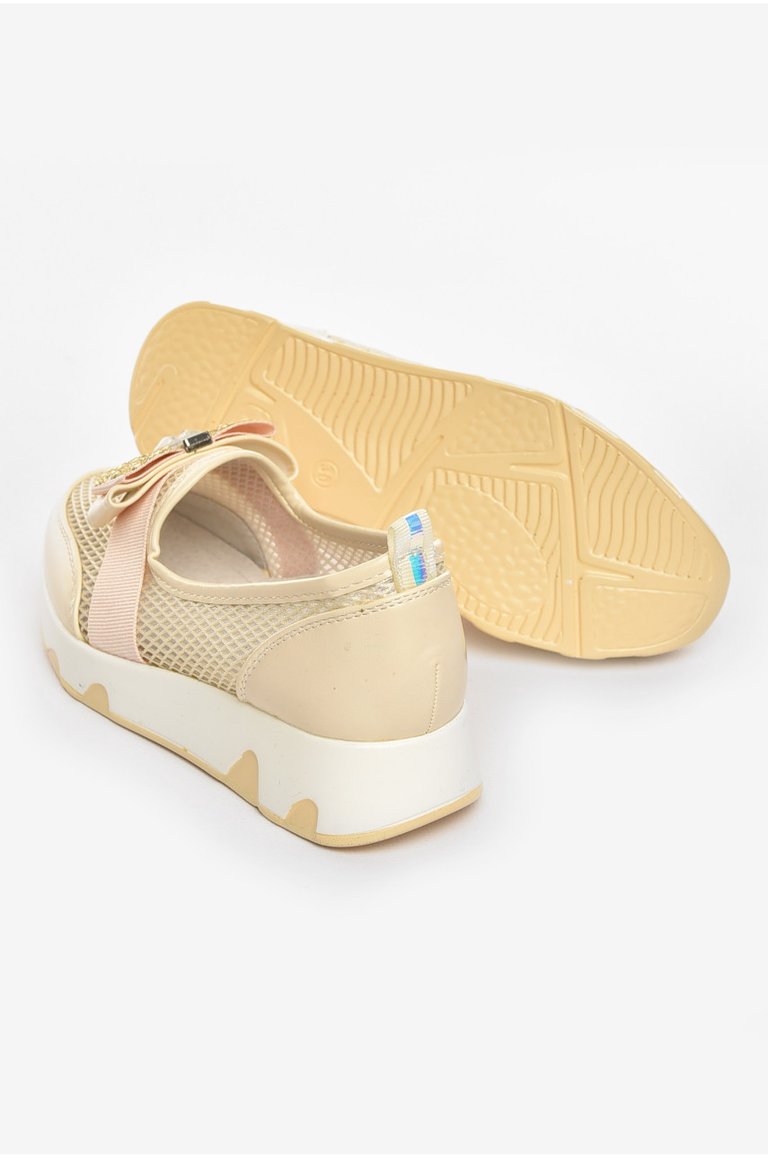 Туфлі-лофери дитячі для дівчинки бежевого кольору 206-4 210458
