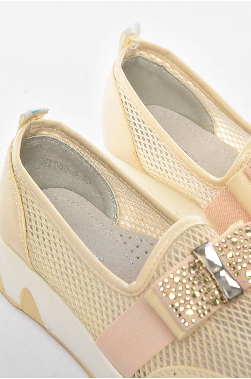 Туфлі-лофери дитячі для дівчинки бежевого кольору 206-4 210458