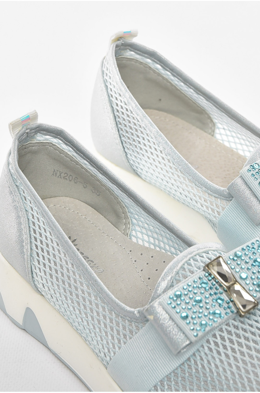 Туфлі-лофери дитячі для дівчинки блакитного кольору 206-5 210460