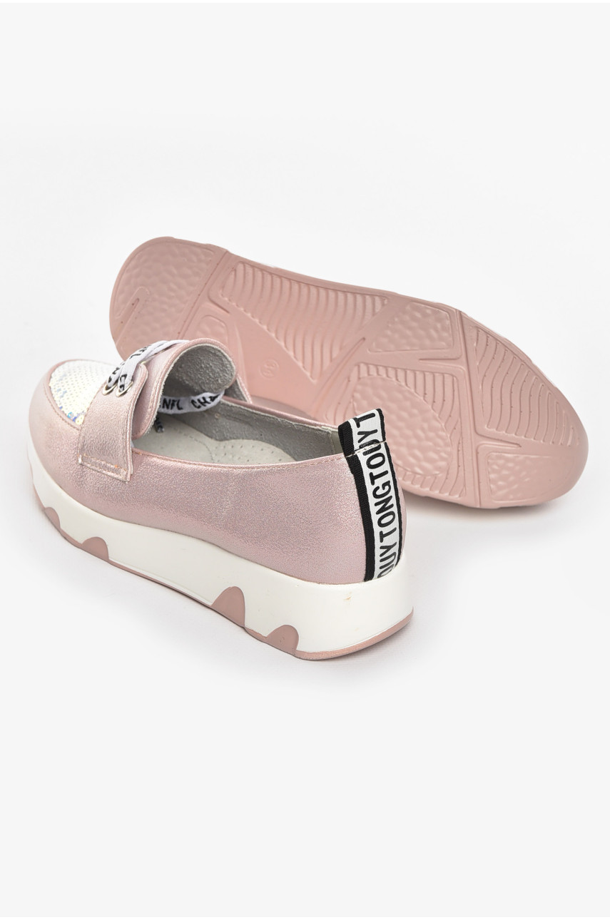 Туфлі-лофери дитячі для дівчинки пудрового кольору 205-3 210461