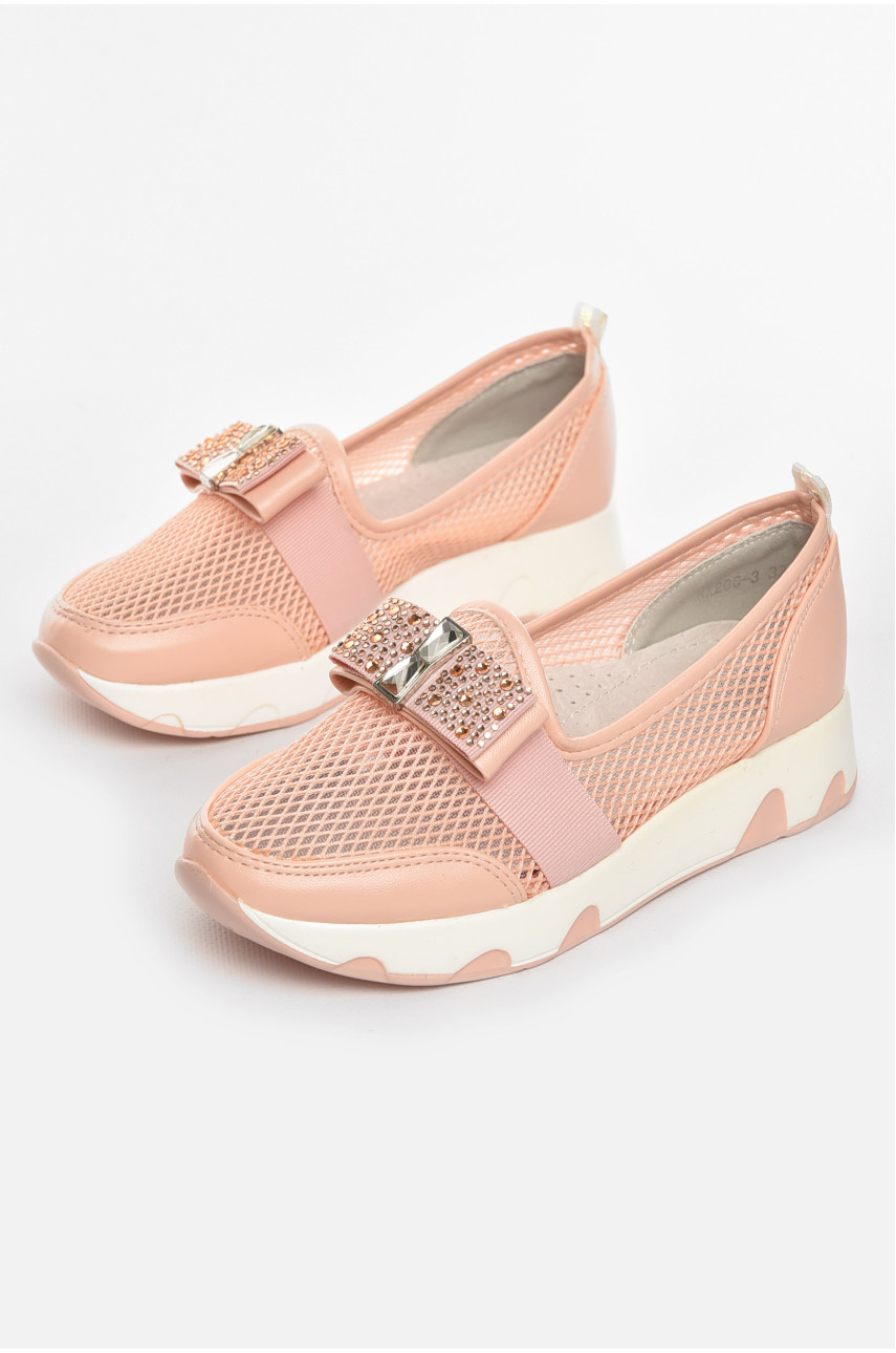 Туфлі-лофери дитячі для дівчинки пудрового кольору 206-3 210462