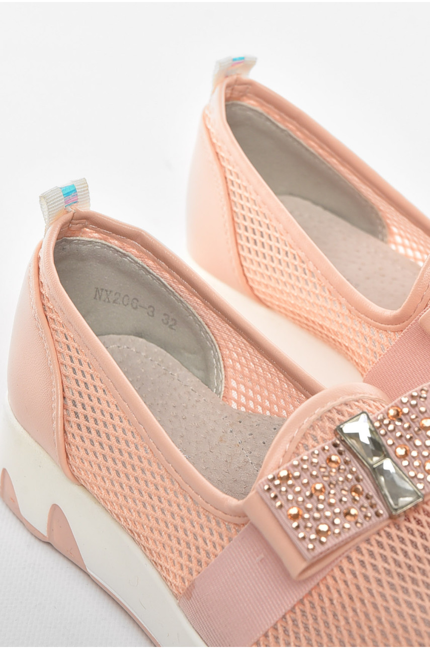 Туфлі-лофери дитячі для дівчинки пудрового кольору 206-3 210462