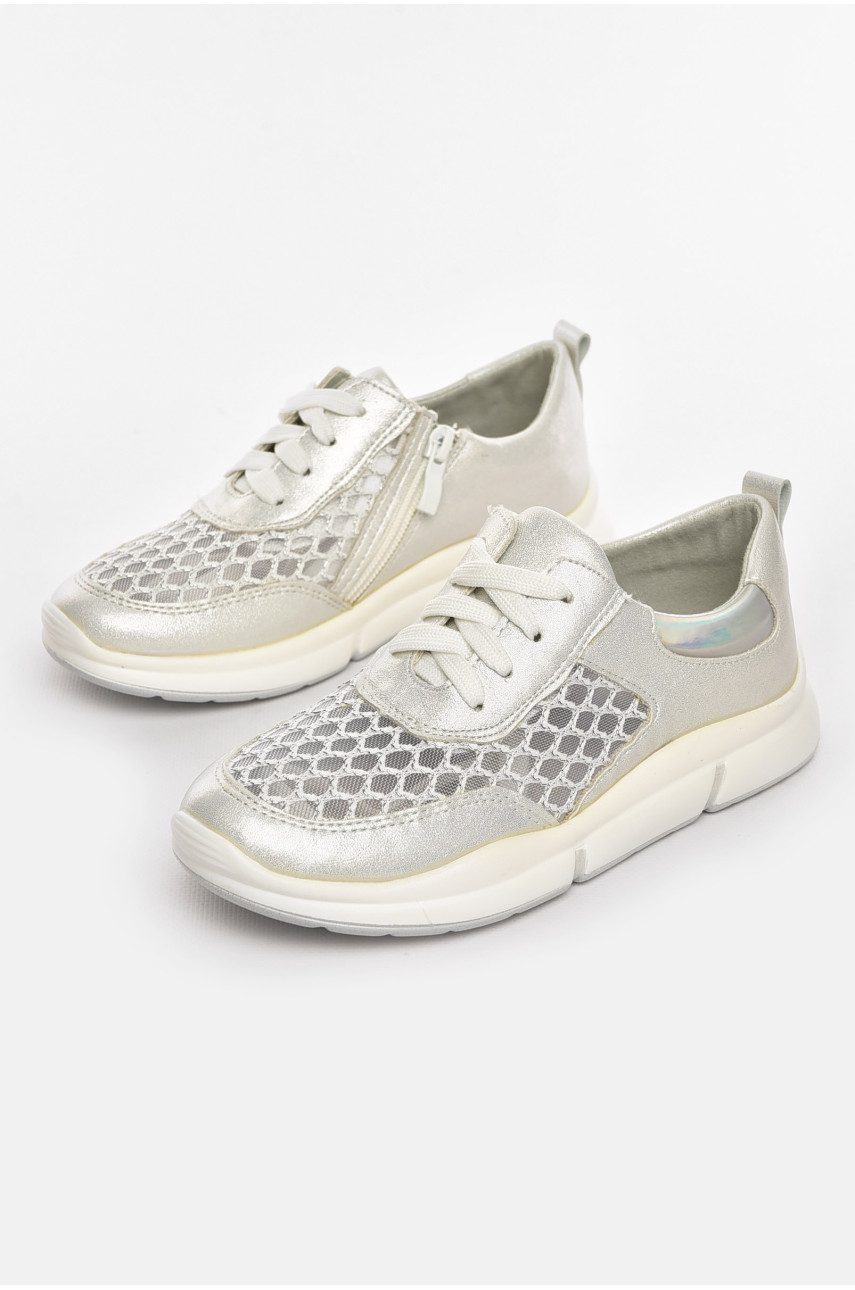Кросівки дитячі літні для дівчинки сріблястого кольору 9620-2 210465