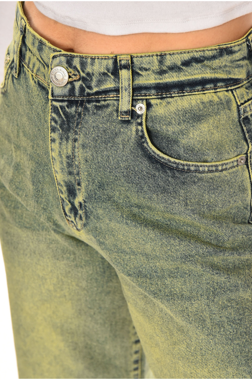Джинси жіночі однотонні зеленого кольору 001272 210471