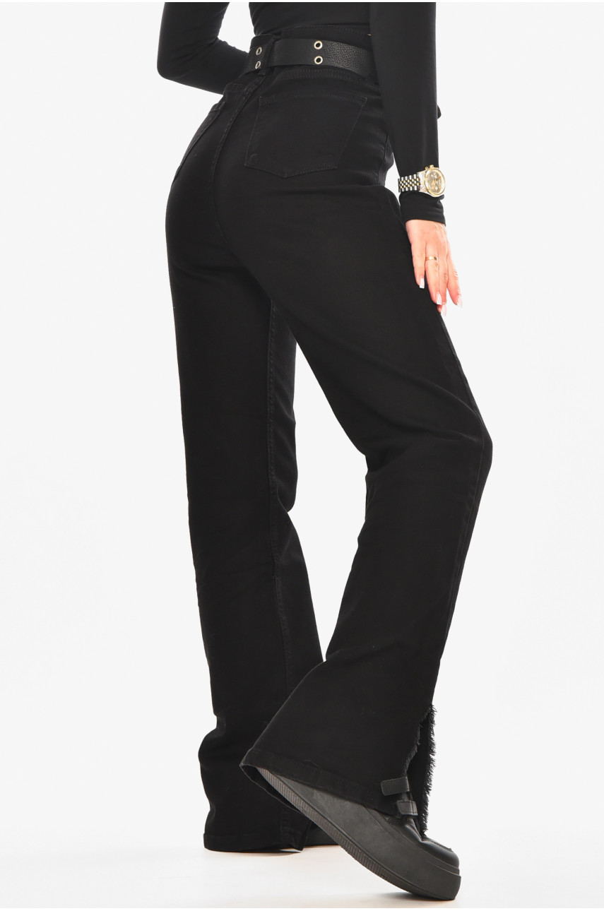 Джинси жіночі однотонні чорного кольору 00656 210480