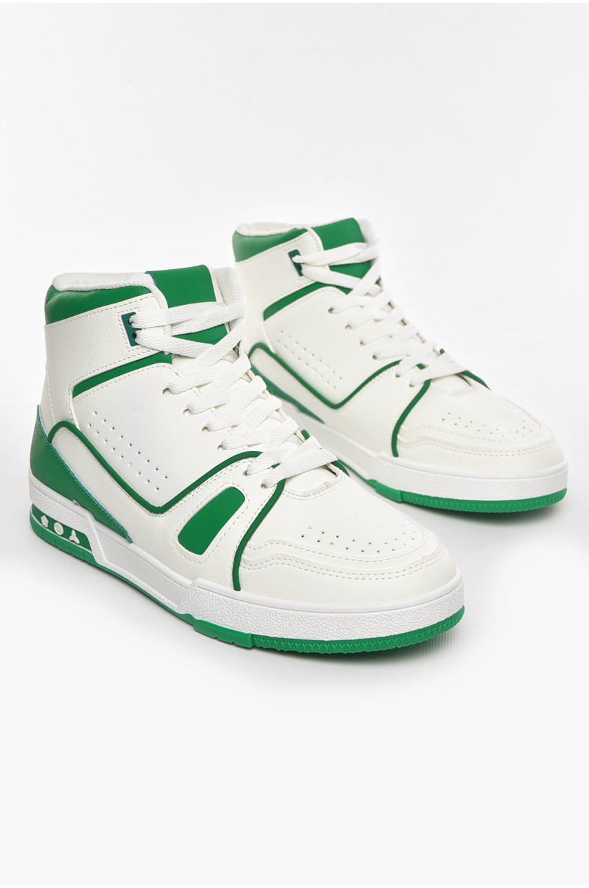 Кроссовки мужские бело-зеленого цвета L 173-3 210482