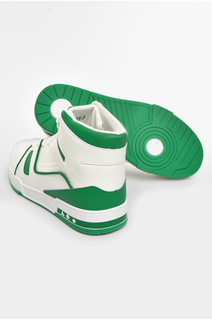 Кроссовки мужские бело-зеленого цвета L 173-3 210482