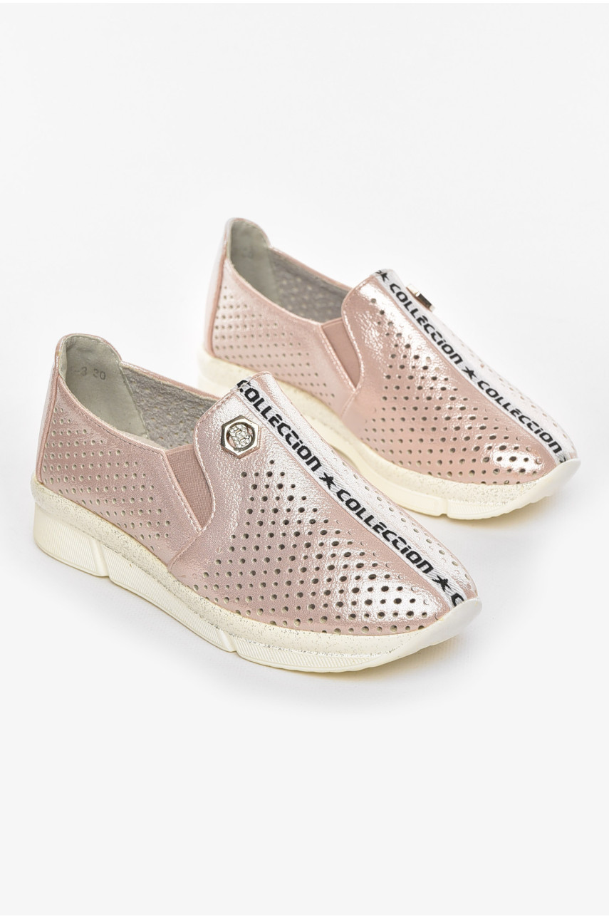 Туфлі-лофери дитячі для дівчинки пудрового кольору 211-3 210484