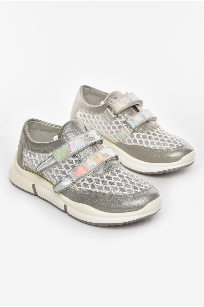 Кросівки дитячі літні для дівчинки сріблястого кольору 9621-1 210485
