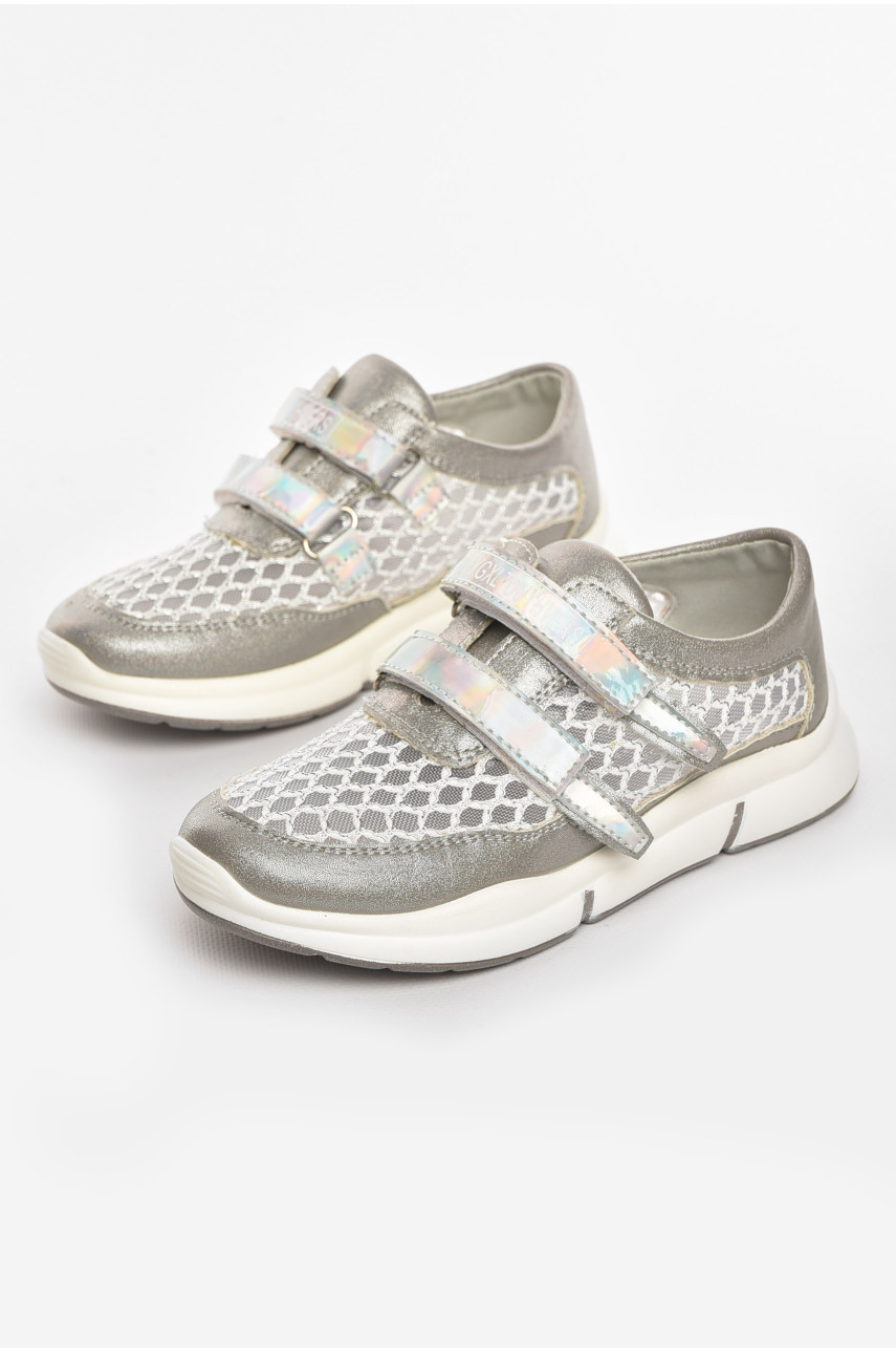 Кросівки дитячі літні для дівчинки сріблястого кольору 9621-1 210485