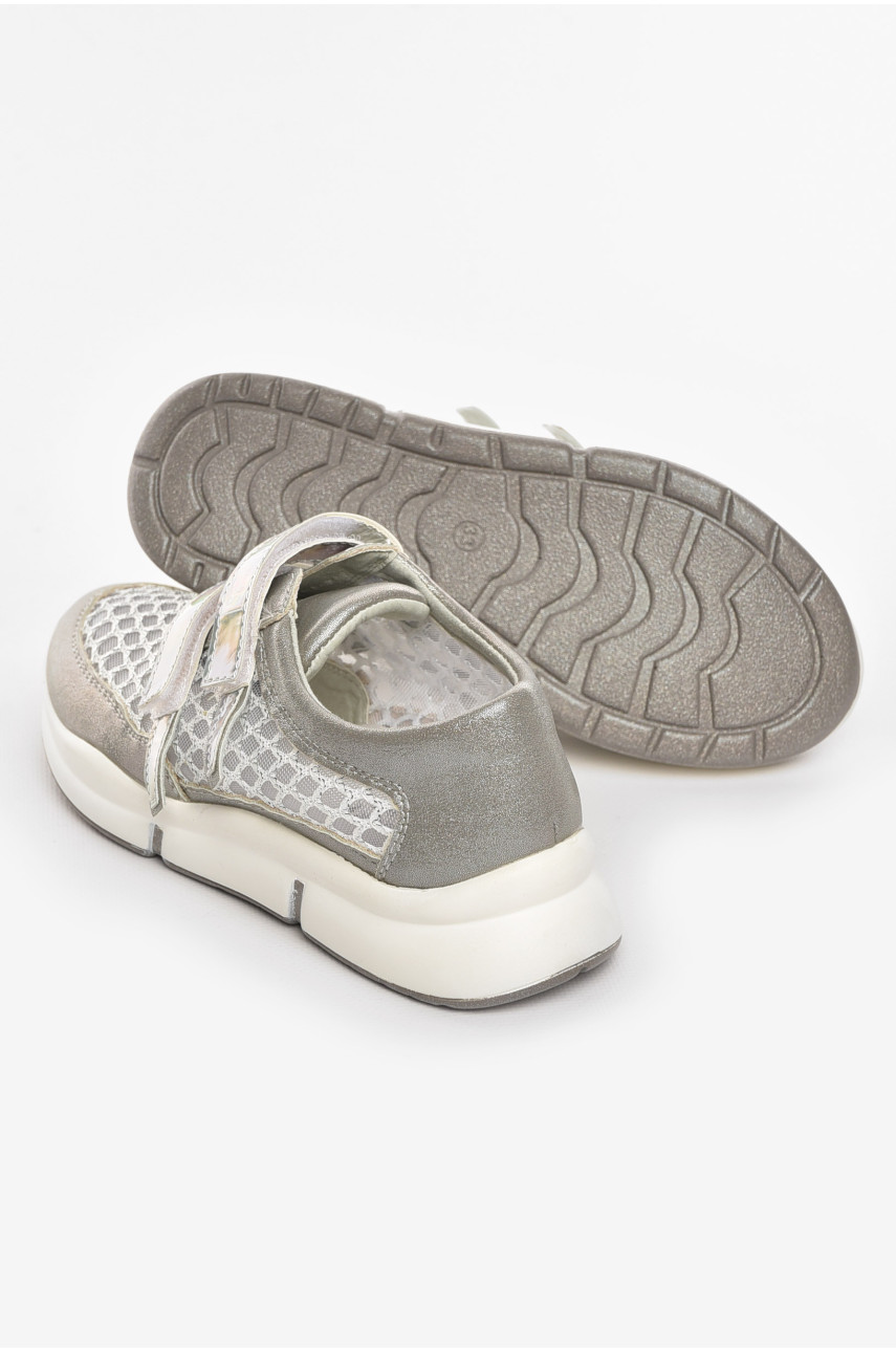 Кросівки дитячі літні для дівчинки сріблястого кольору 9621-1 210485