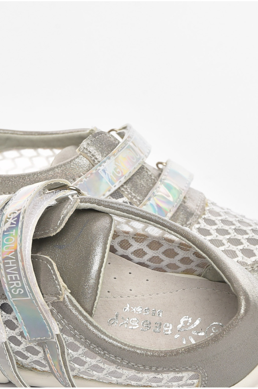 Кросівки дитячі літні для дівчинки сріблястого кольору 9621-1 210485